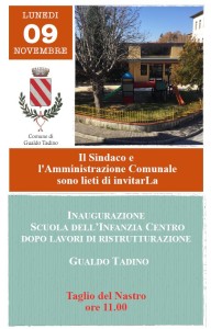 Invito Inaugurazione Scuola dell'Infanzia Centro - 9 Novembre ore 11